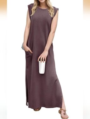 Sleeveless Maxi Pocket Dress in Mauve